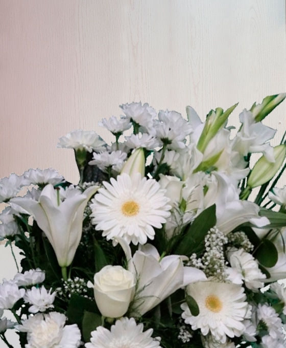 Ramo de flores funebres, Flores Blancas para Tanatorio